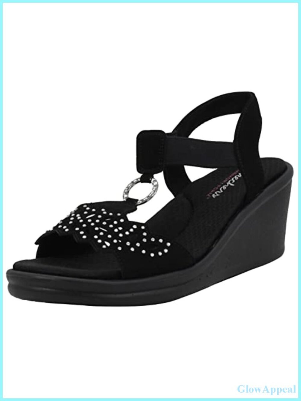 Skechers Rumblers Queen B Wedge Sandals Faux Leather Memory Foam Slip On